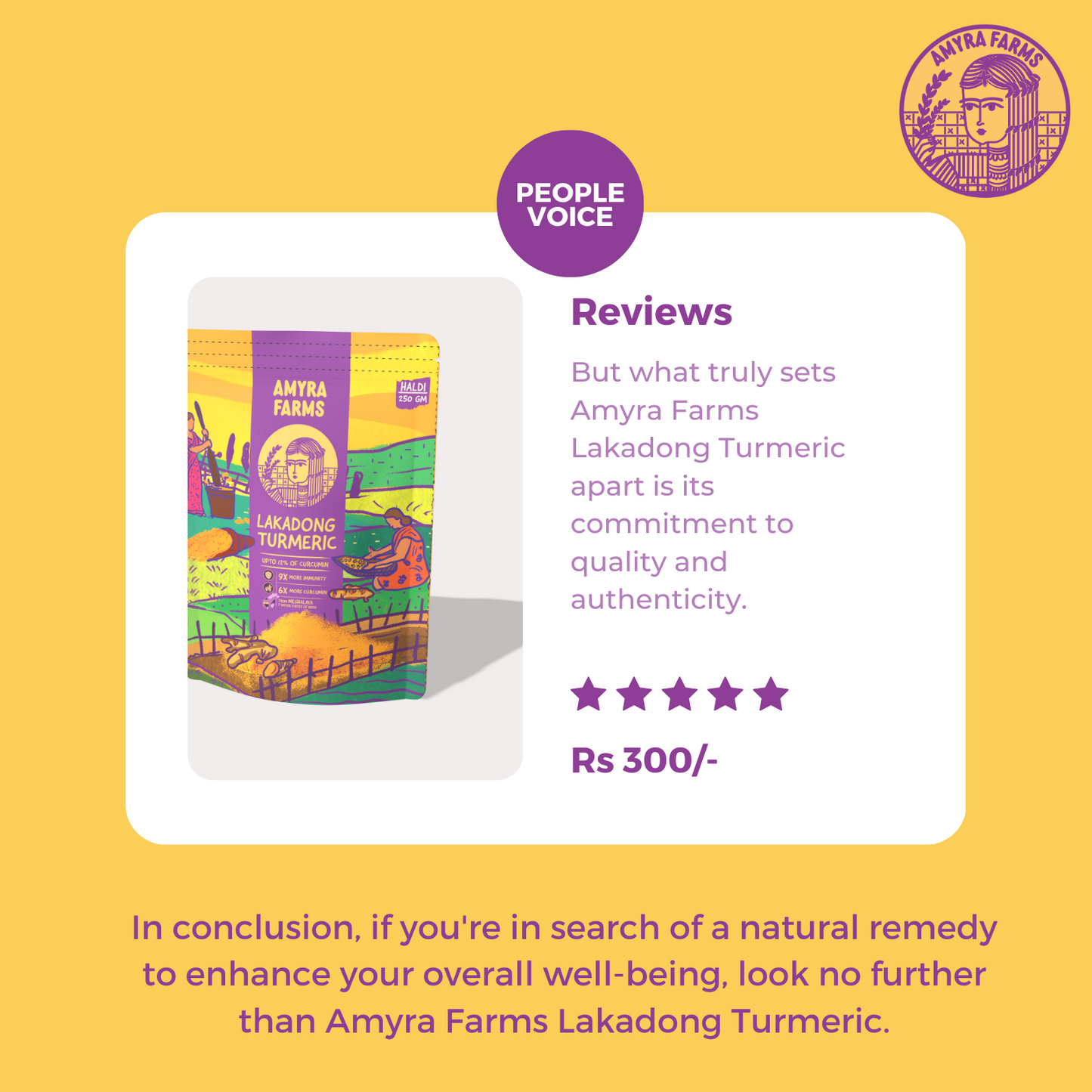 Organic Turmeric Powder From Meghalaya (9x More Immunity)