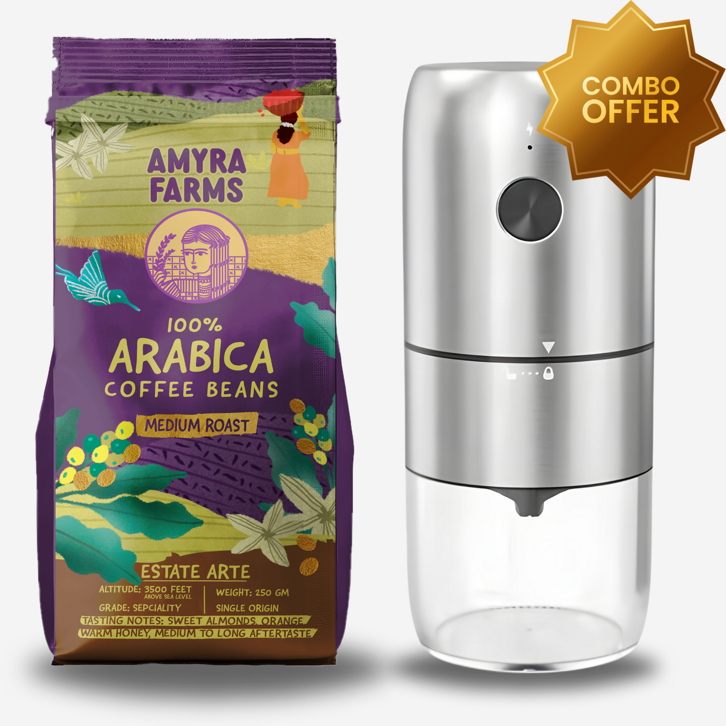 Medium Roast Coffee & Grinder Combo