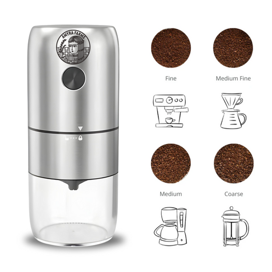 Electric Coffee Bean Grinder | Portable Ceramic Conical Bur - USB-C